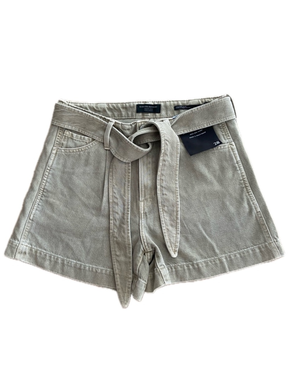 BANANA REPUBLIC High Rise Utility Shorts 28 Beige Cotton Lyocell NWT
